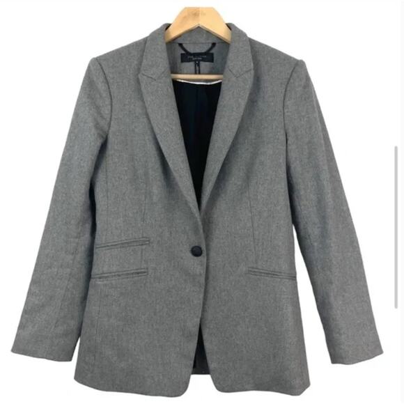 Rag & Bone Duke Blazer 2 XS NWOT Gray Leather Academia Prep Wool Old Money - Picture 7 of 7